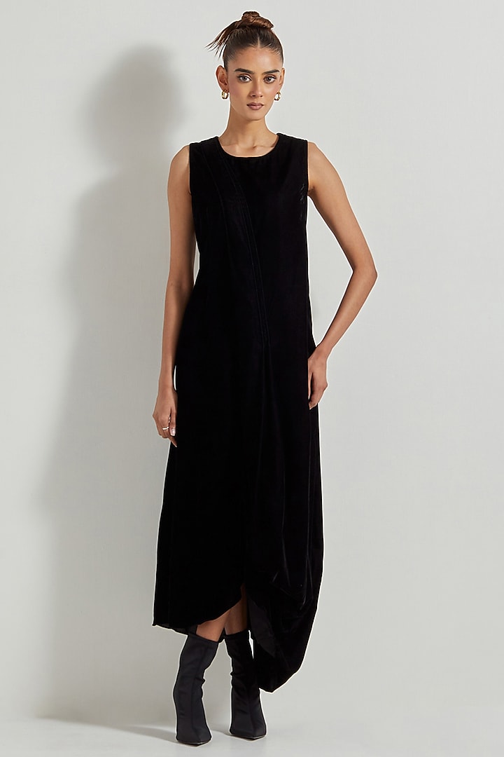Black Velvet Maxi Dress by Kavita Bhartia at Pernia's Pop Up Shop
