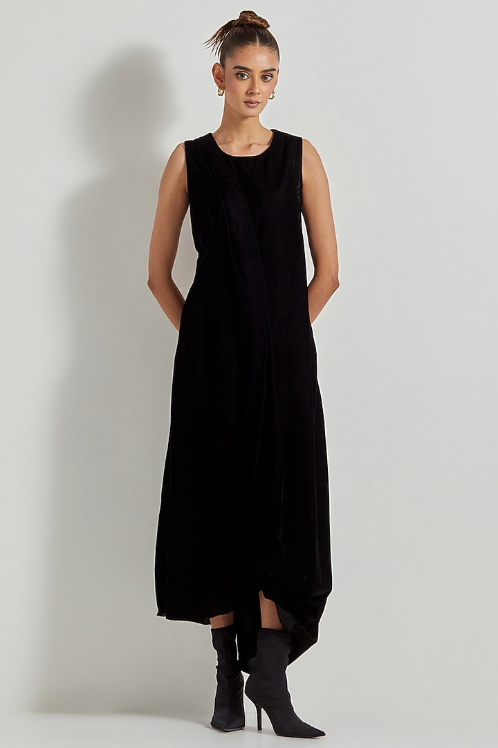 Black Velvet Maxi Summer Dress by Kavita Bhartia at Pernia's Pop Up Shop