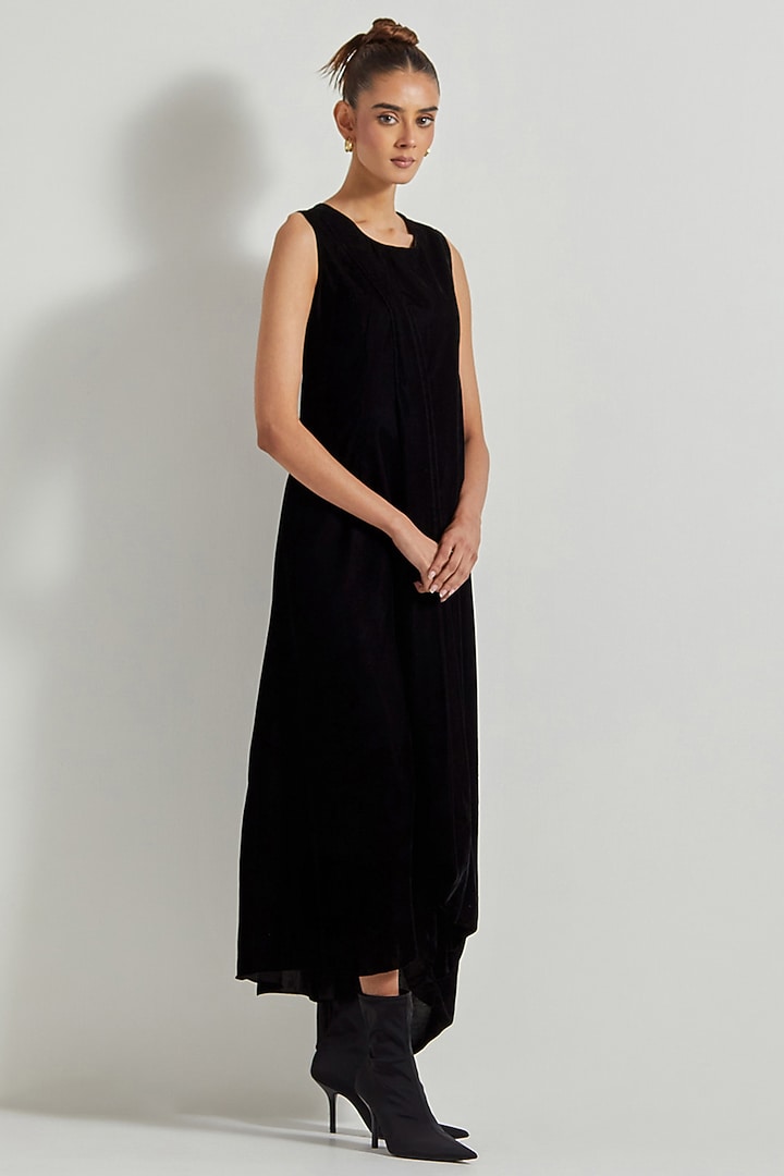 Black Velvet Maxi Summer Dress by Kavita Bhartia at Pernia's Pop Up Shop