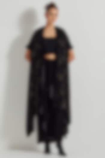 Black Velvet Draped Skirt Set by Kavita Bhartia at Pernia's Pop Up Shop