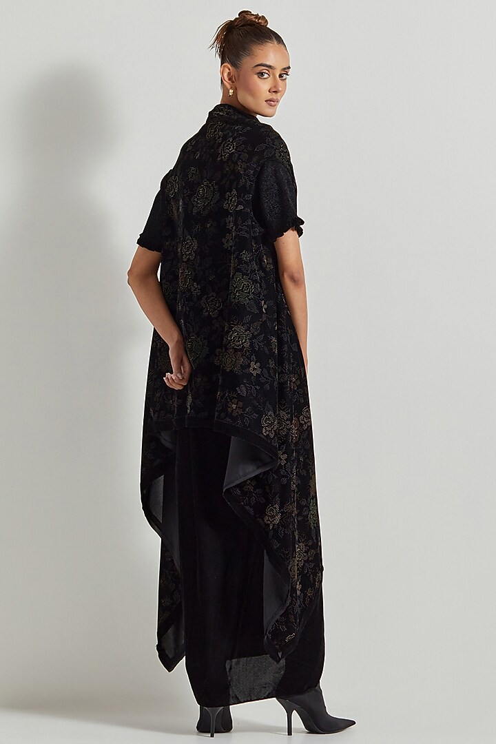 Black Velvet Draped Skirt Set by Kavita Bhartia at Pernia's Pop Up Shop