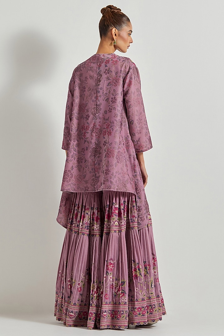 Lavender Velvet Pleated Wedding Sharara Set by Kavita Bhartia at Pernia's Pop Up Shop