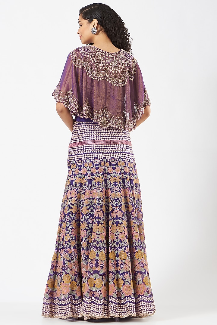 Purple Organza Embroidered Skirt Set by Kavita Bhartia at Pernia's Pop Up Shop