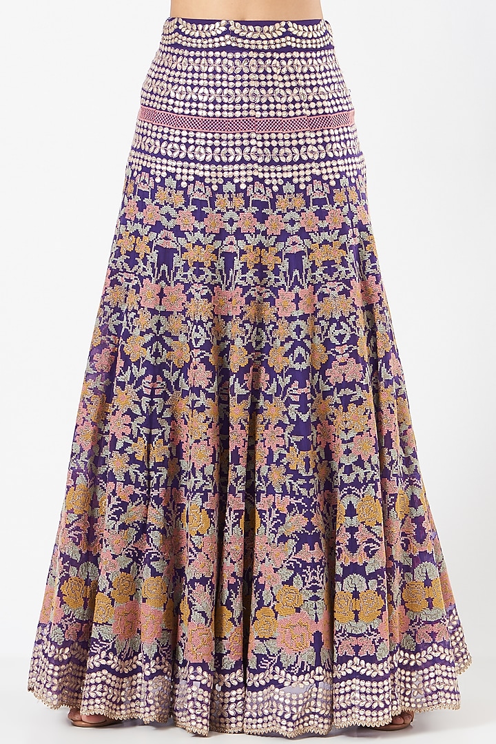 Purple Organza Embroidered Skirt Set by Kavita Bhartia at Pernia's Pop Up Shop