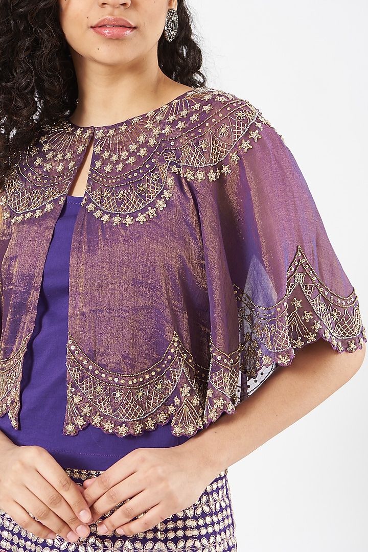 Purple Organza Embroidered Skirt Set by Kavita Bhartia at Pernia's Pop Up Shop