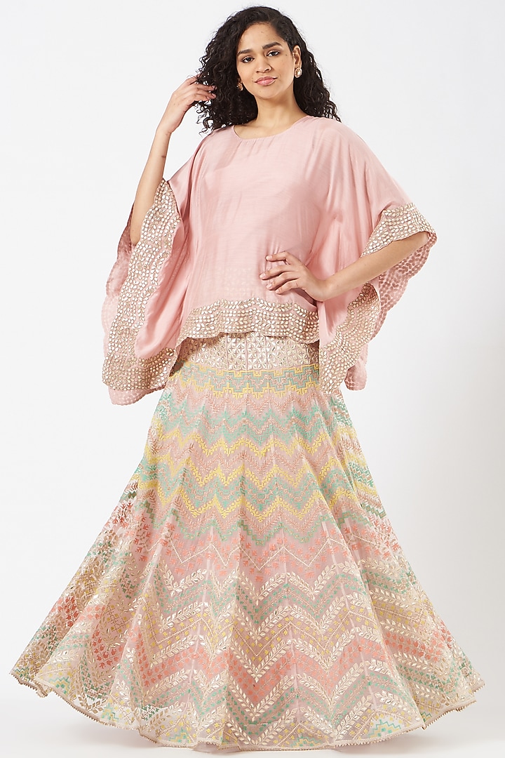 Pink Embroidered Skirt Set by Kavita Bhartia at Pernia's Pop Up Shop