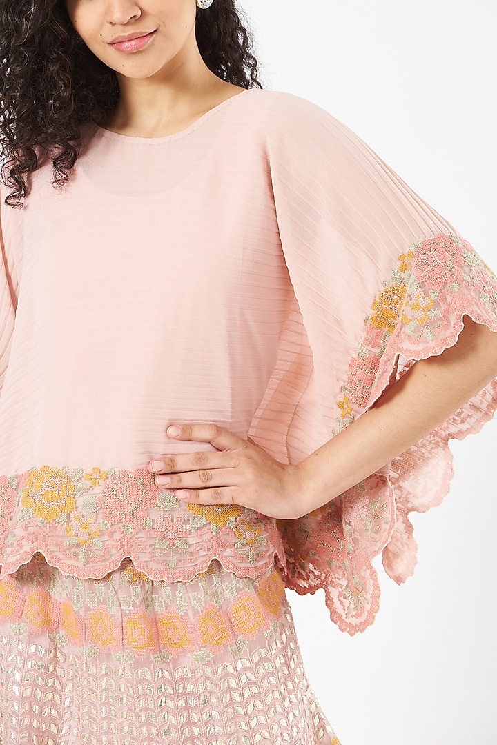 Rose Pink Gota Embroidered Skirt Set by Kavita Bhartia at Pernia's Pop Up Shop