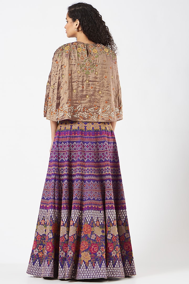 Purple Gota Embroidered Skirt Set by Kavita Bhartia at Pernia's Pop Up Shop