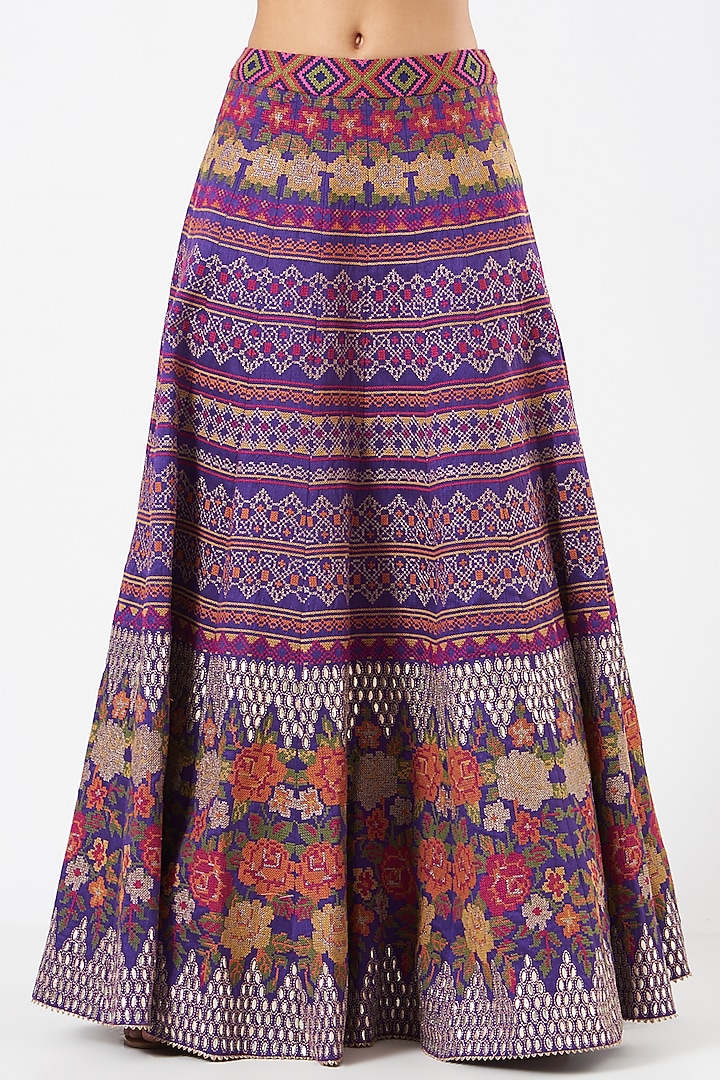 Purple Gota Embroidered Skirt Set by Kavita Bhartia at Pernia's Pop Up Shop