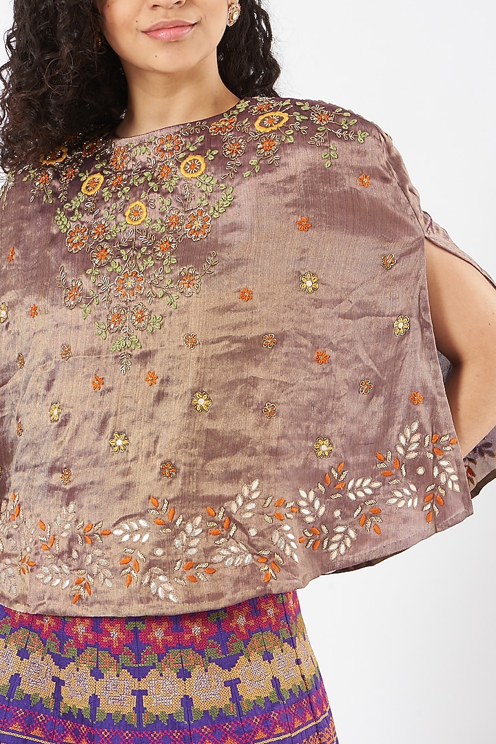 Purple Gota Embroidered Skirt Set by Kavita Bhartia at Pernia's Pop Up Shop