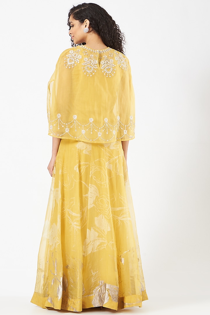 Yellow Organza Silk Skirt Set by Kavita Bhartia at Pernia's Pop Up Shop
