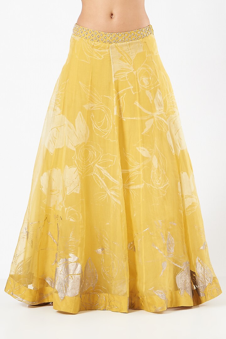 Yellow Organza Silk Skirt Set by Kavita Bhartia at Pernia's Pop Up Shop