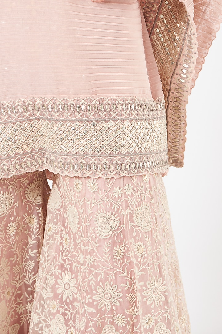 Pink Embroidered Bridal Sharara Set by Kavita Bhartia at Pernia's Pop Up Shop