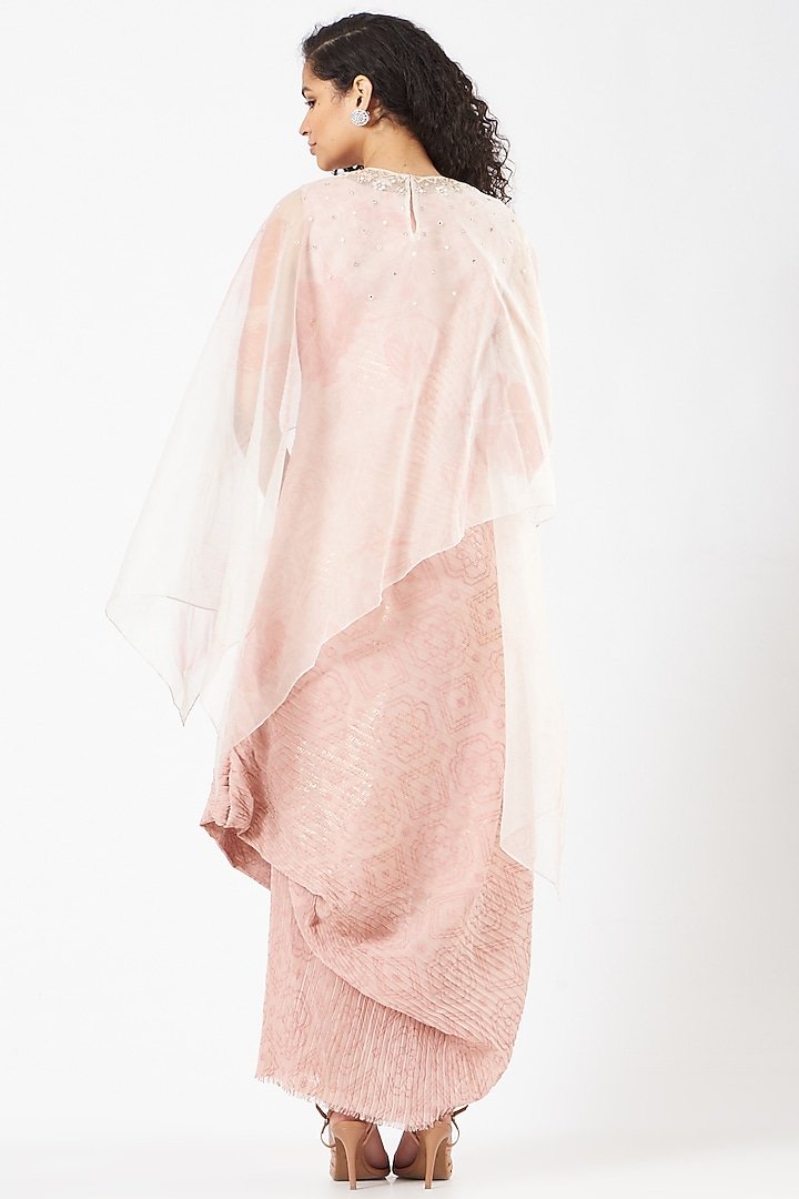 Pink Crinkle Georgette Draped Vacation Dress by Kavita Bhartia at Pernia's Pop Up Shop