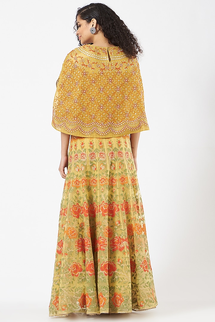 Yellow Tissue Gota Embroidered Skirt Set by Kavita Bhartia at Pernia's Pop Up Shop