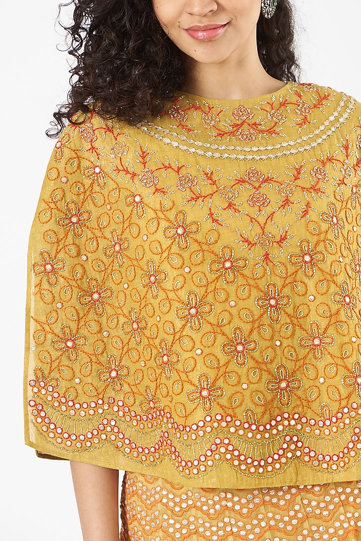 Yellow Tissue Gota Embroidered Skirt Set by Kavita Bhartia at Pernia's Pop Up Shop