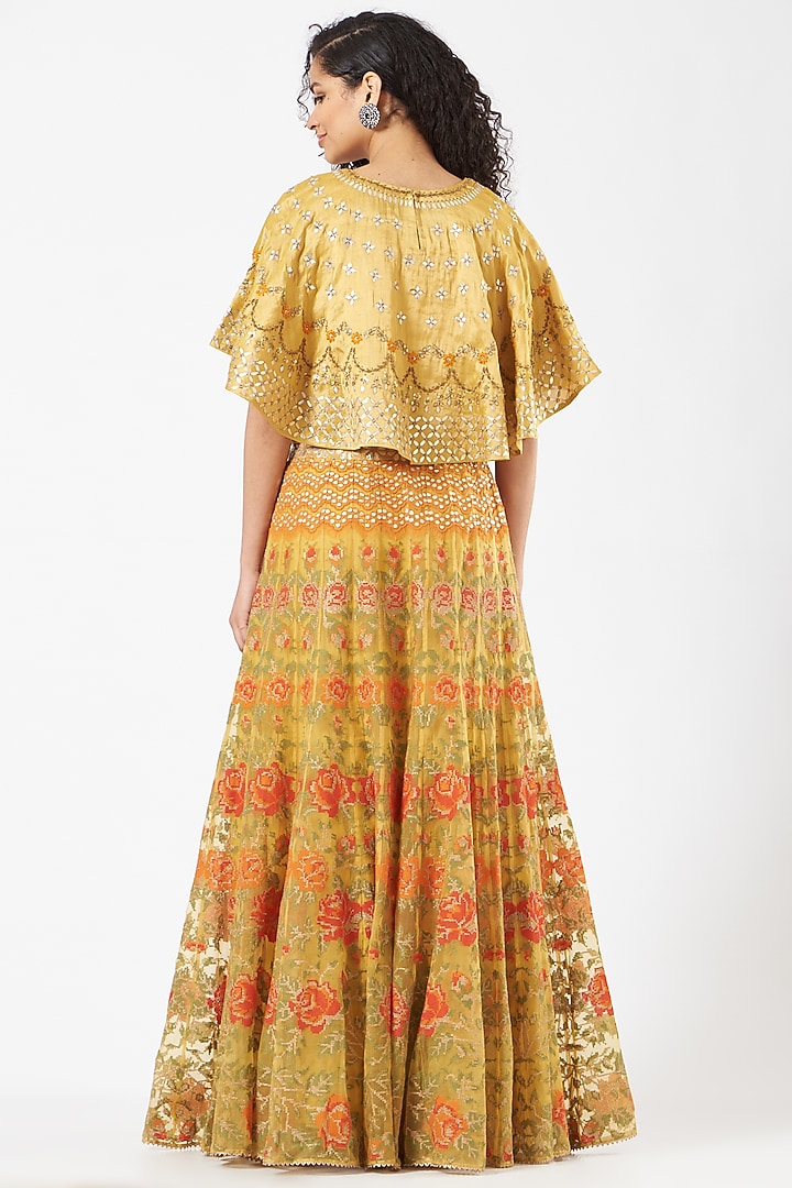 Yellow Organza Skirt Set by Kavita Bhartia at Pernia's Pop Up Shop