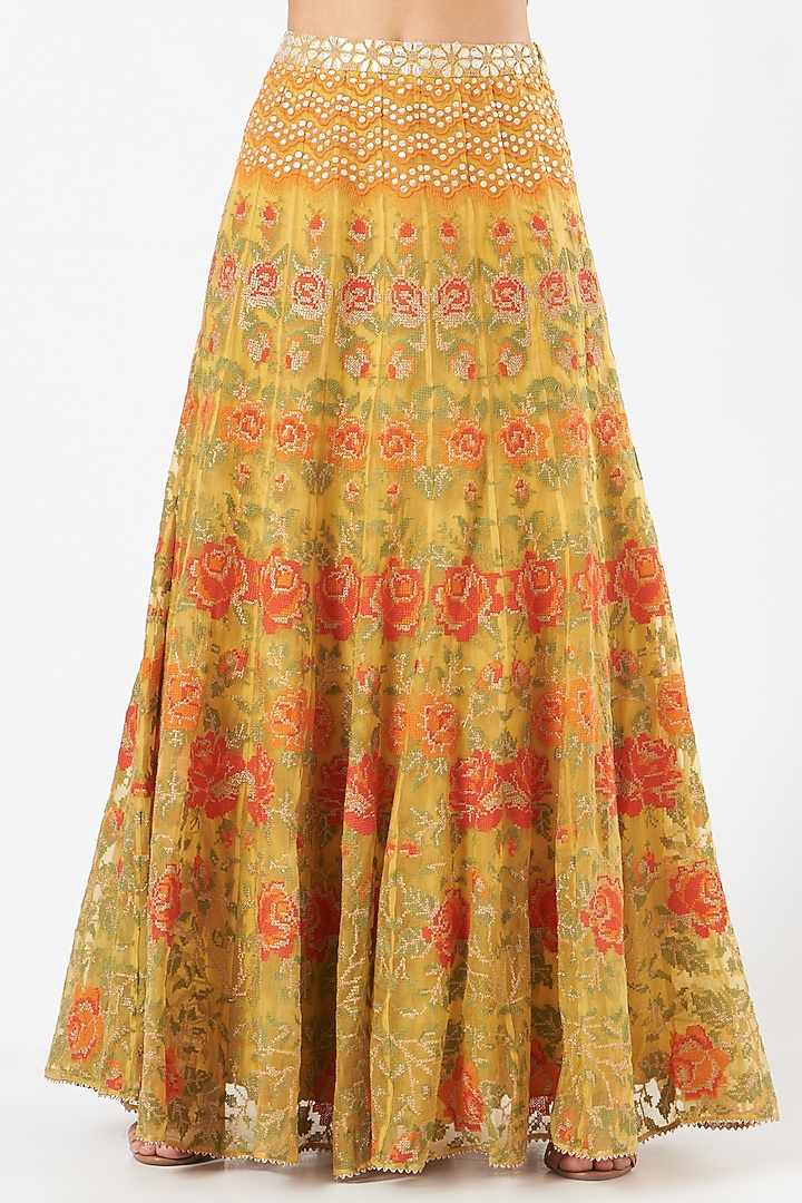 Yellow Organza Skirt Set by Kavita Bhartia at Pernia's Pop Up Shop