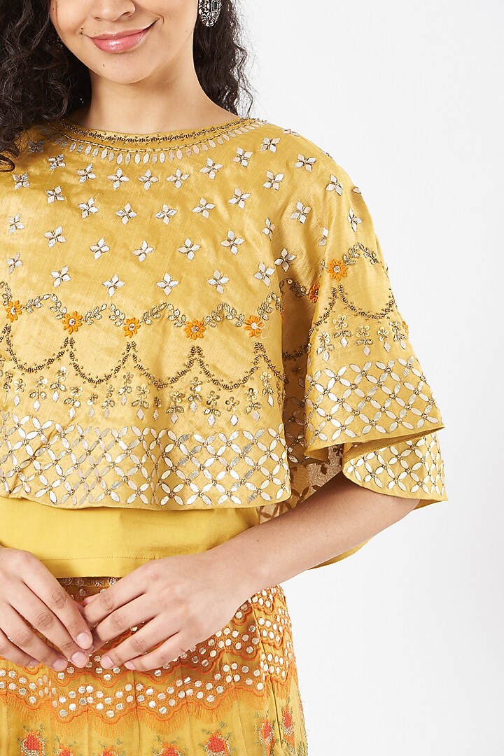 Yellow Organza Skirt Set by Kavita Bhartia at Pernia's Pop Up Shop