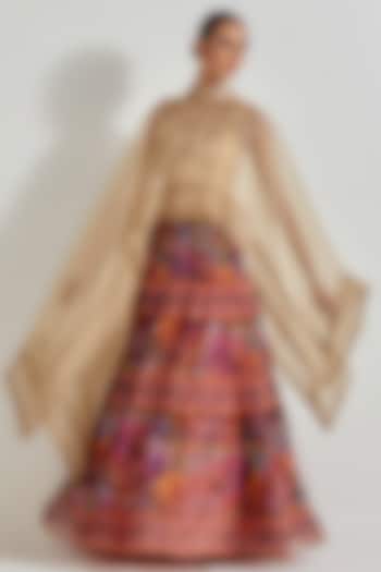 Multi-Colored Organza Printed Skirt Set by Kavita Bhartia at Pernia's Pop Up Shop