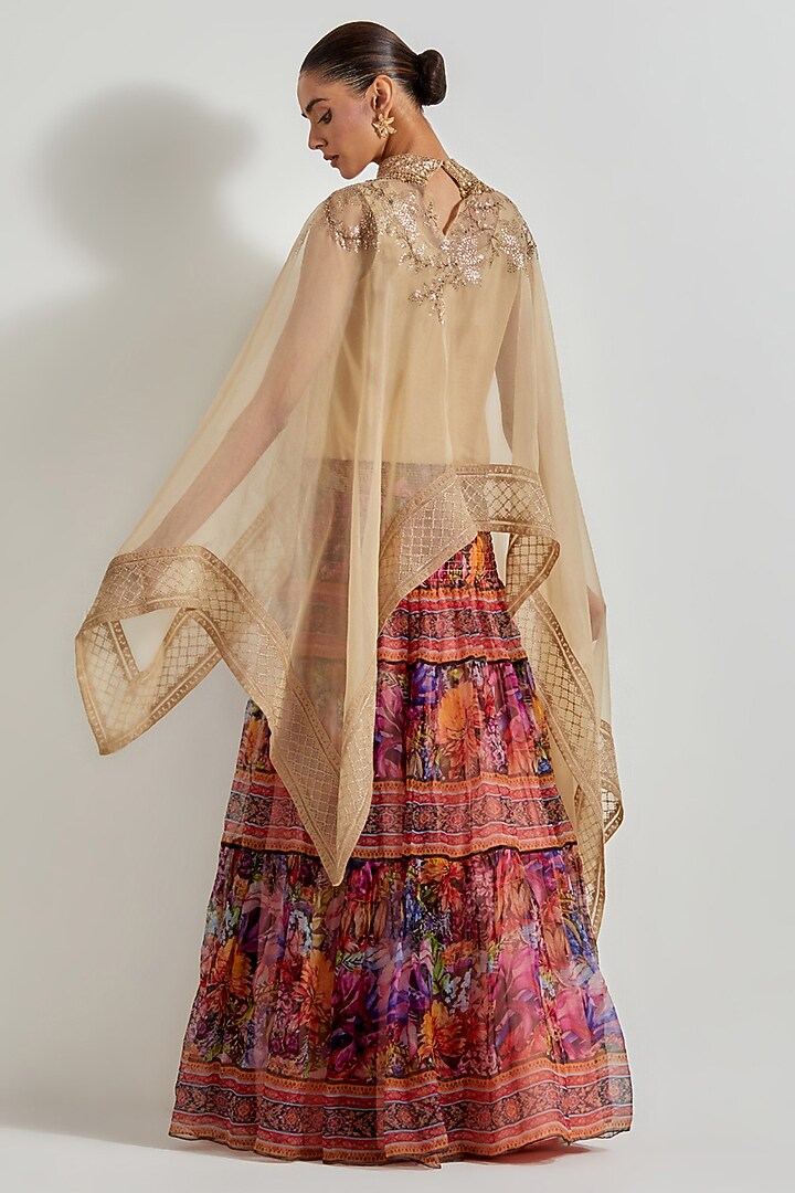 Multi-Colored Organza Printed Skirt Set by Kavita Bhartia at Pernia's Pop Up Shop