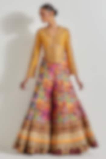 Multi-Colored Chanderi Printed Wedding Sharara Set by Kavita Bhartia at Pernia's Pop Up Shop