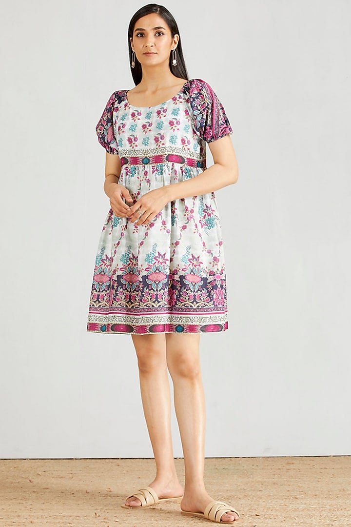 Multi Colored Printed Mini Dress by Kavita Bhartia