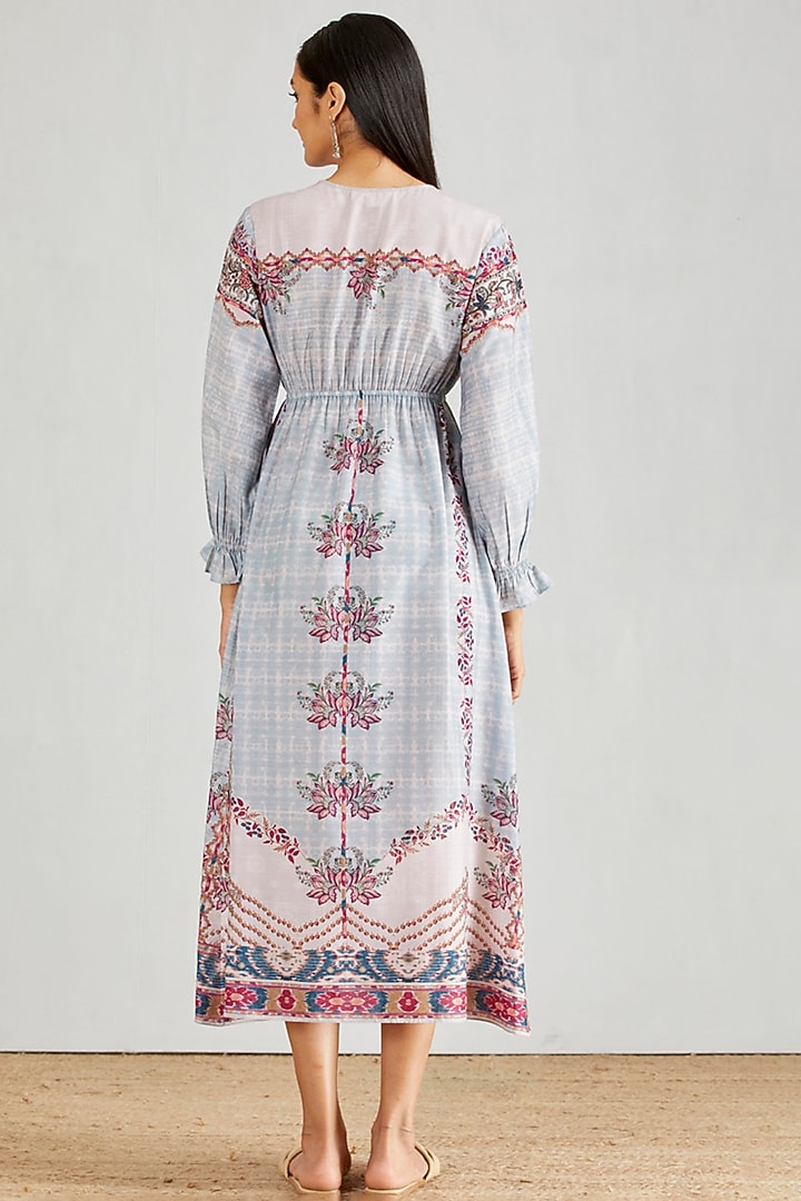 Multi Colored Printed Midi Summer Dress by Kavita Bhartia at Pernia's Pop Up Shop