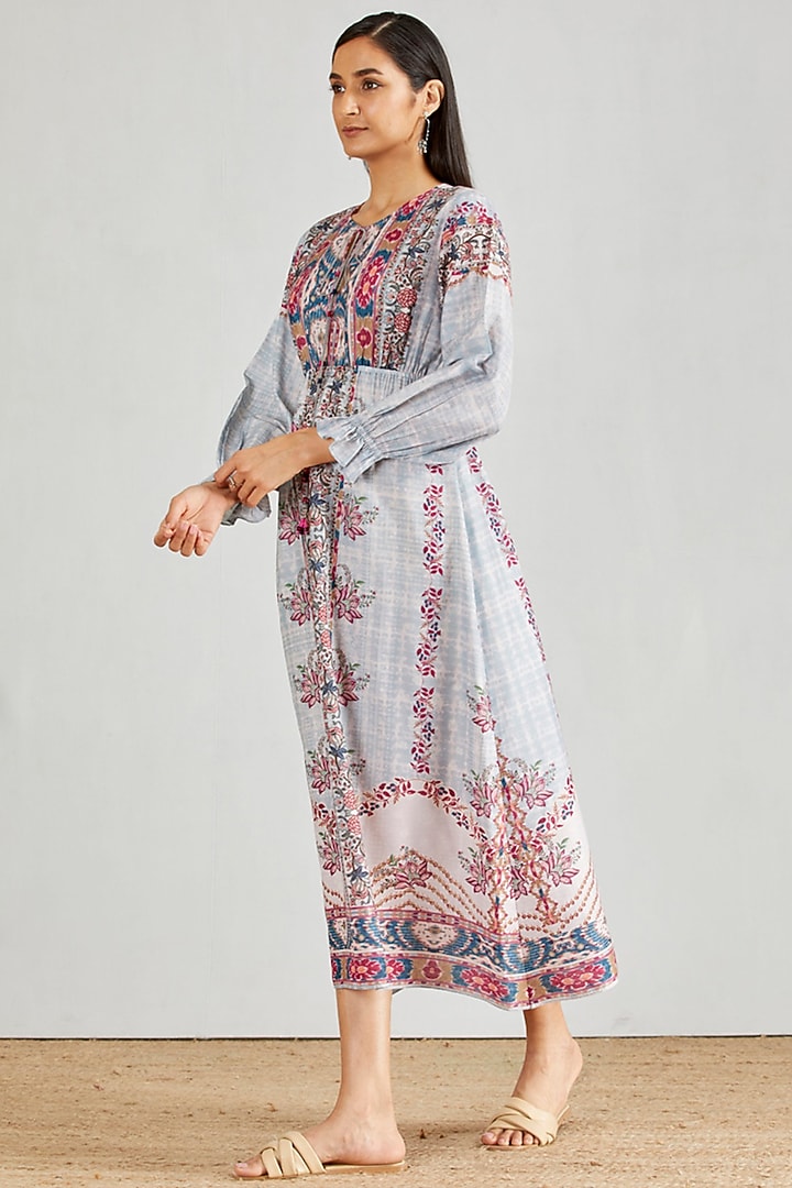 Multi Colored Printed Midi Summer Dress by Kavita Bhartia at Pernia's Pop Up Shop