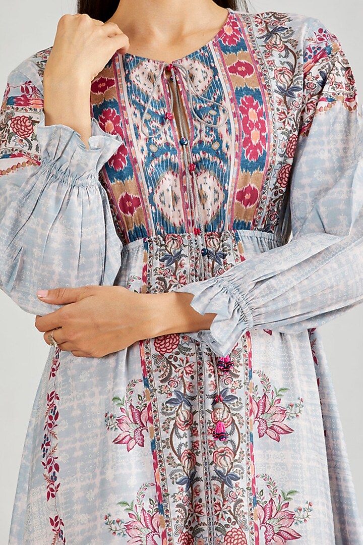 Multi Colored Printed Midi Summer Dress by Kavita Bhartia at Pernia's Pop Up Shop