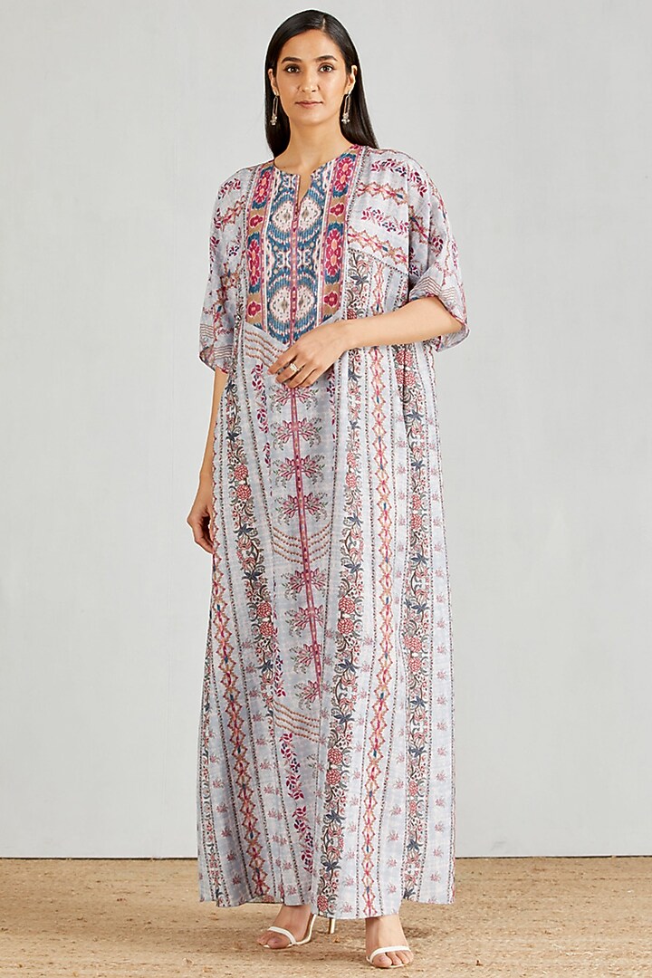 Multi Colored Printed Kaftan Dress by Kavita Bhartia at Pernia's Pop Up Shop