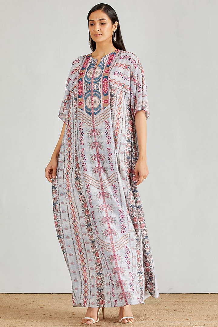 Multi Colored Printed Kaftan Dress by Kavita Bhartia at Pernia's Pop Up Shop