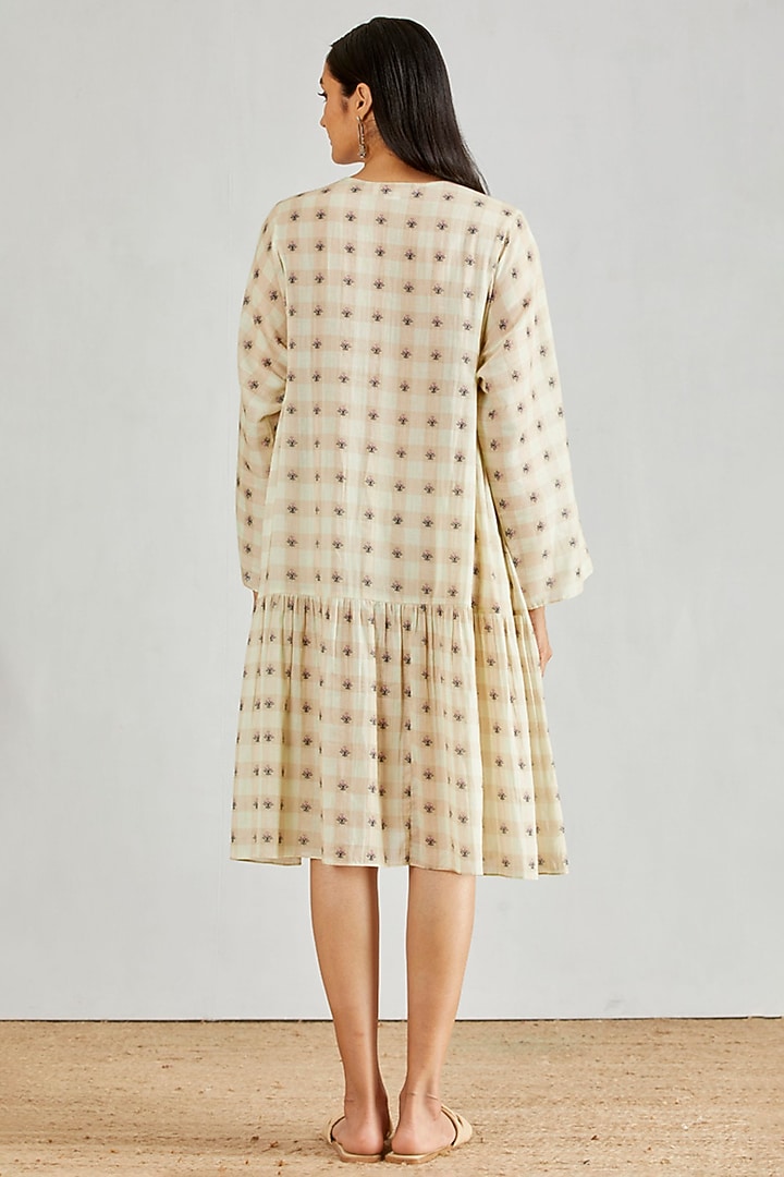 Beige Printed Boho Summer Dress by Kavita Bhartia at Pernia's Pop Up Shop