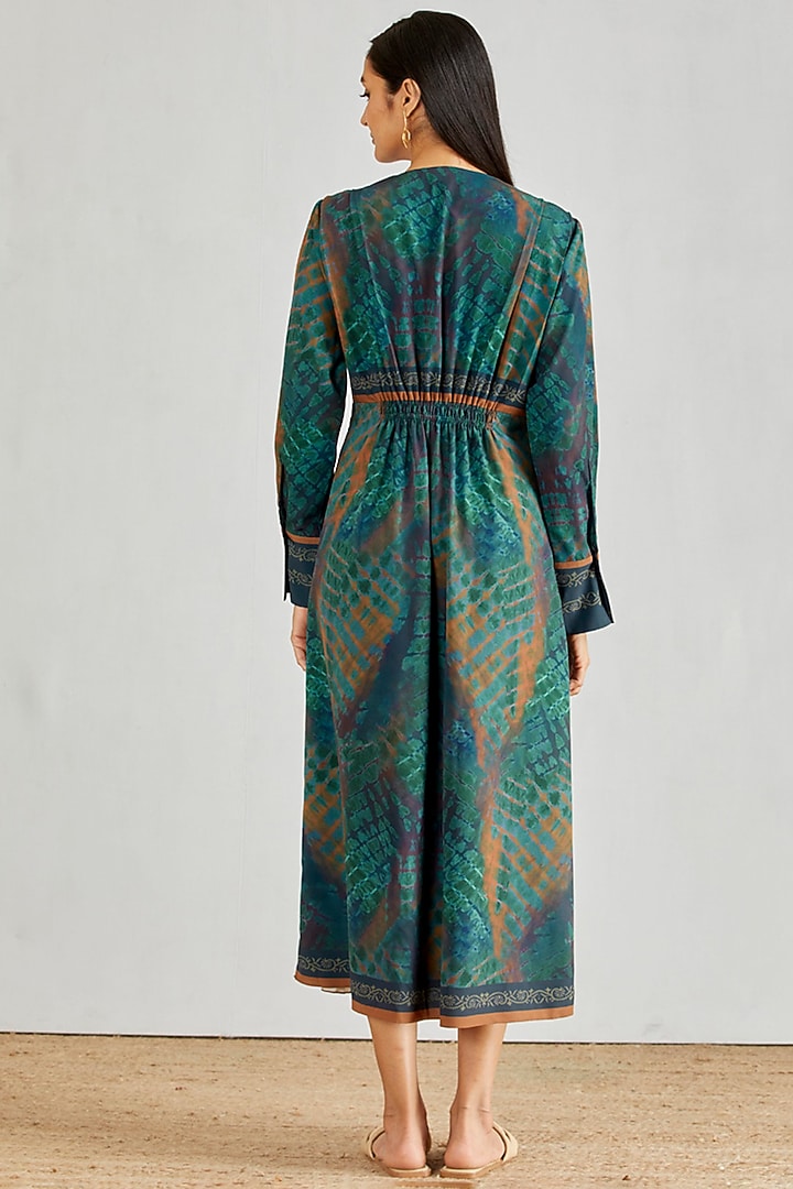 Green Printed Midi Summer Dress by Kavita Bhartia at Pernia's Pop Up Shop
