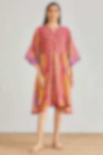 Mustard Hand Block Printed Boho Dress by Kavita Bhartia