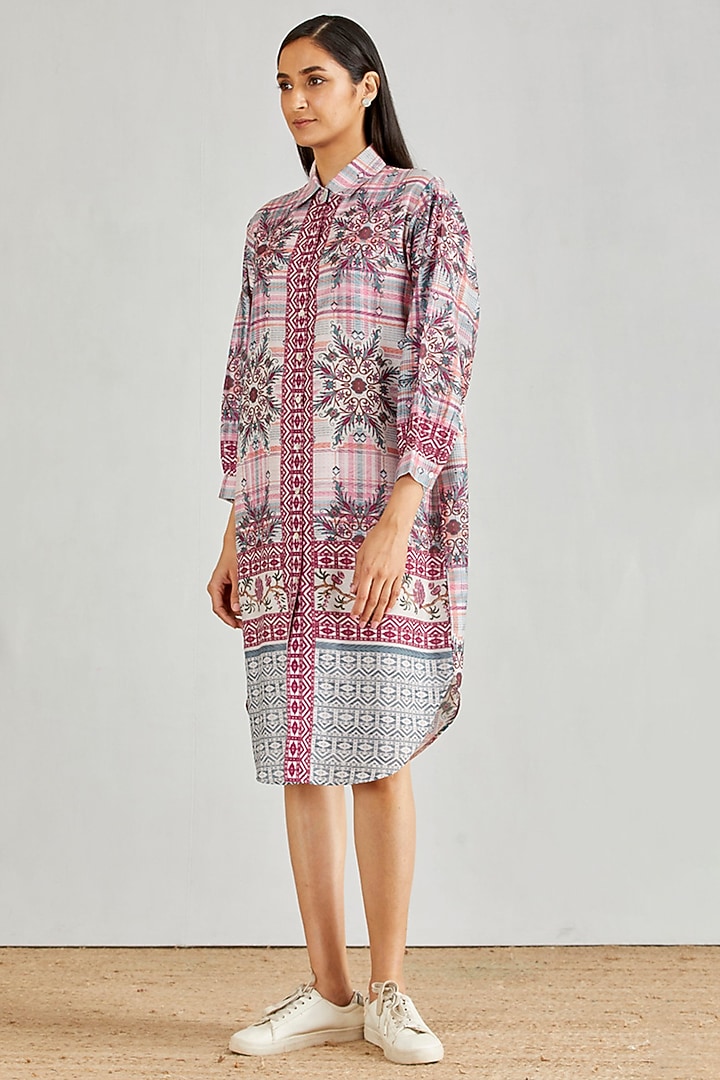 Multi Colored Printed Summer Shirt Dress by Kavita Bhartia at Pernia's Pop Up Shop