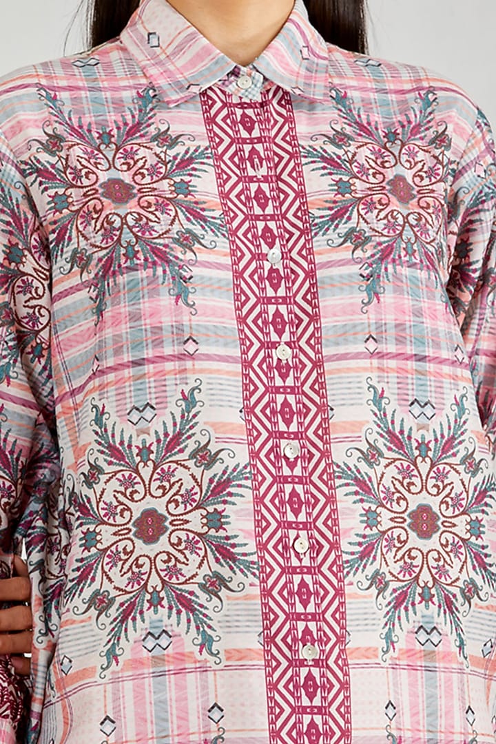 Multi Colored Printed Summer Shirt Dress by Kavita Bhartia at Pernia's Pop Up Shop