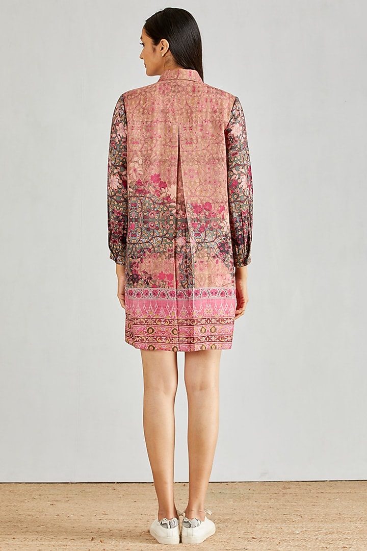 Multi-Colored Poly Muslin Printed Mini Summer Dress by Kavita Bhartia at Pernia's Pop Up Shop