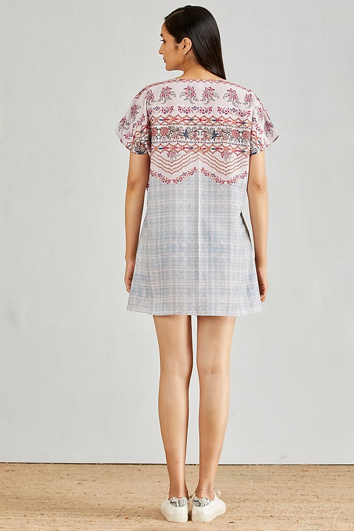 Multi-Colored Poly Muslin Tie-Dye Printed Mini Summer Dress by Kavita Bhartia at Pernia's Pop Up Shop