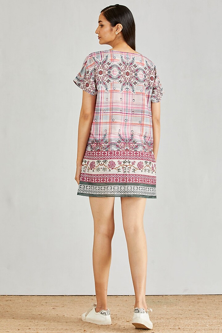 Multi-Colored Poly Muslin Tie-Dye Printed Mini Summer Dress by Kavita Bhartia at Pernia's Pop Up Shop