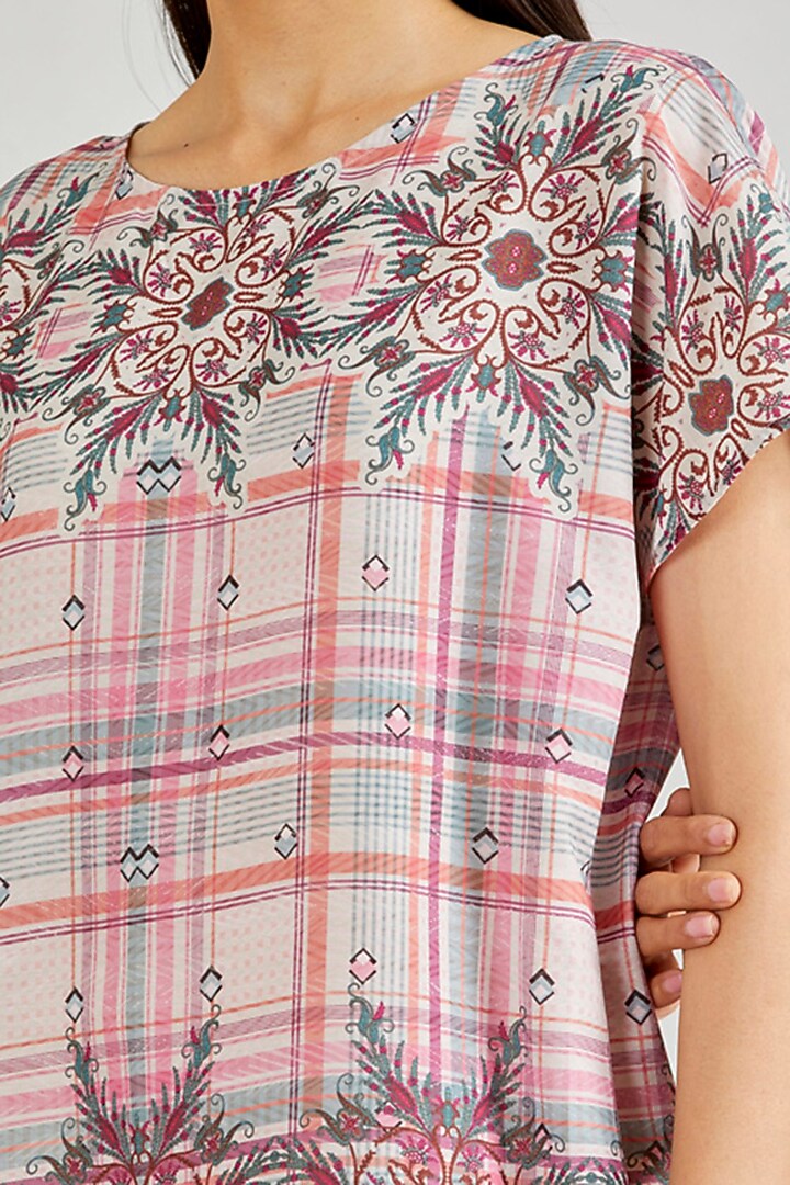 Multi-Colored Poly Muslin Tie-Dye Printed Mini Summer Dress by Kavita Bhartia at Pernia's Pop Up Shop