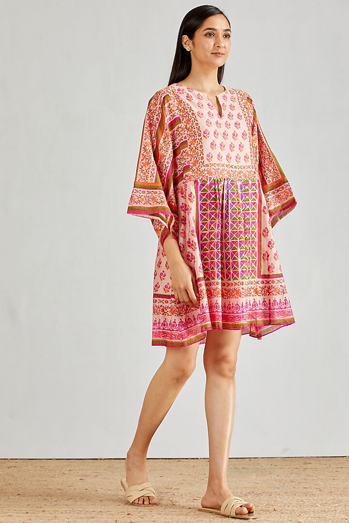Pink Hand Block Printed Boho Summer Dress by Kavita Bhartia at Pernia's Pop Up Shop