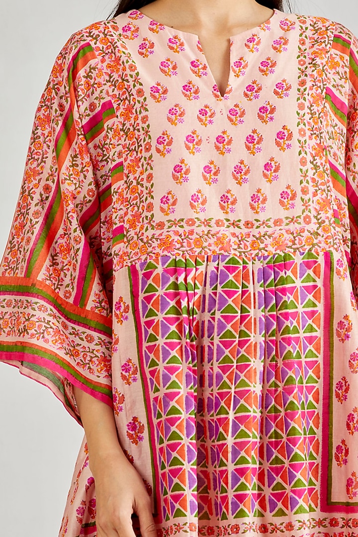 Pink Hand Block Printed Boho Summer Dress by Kavita Bhartia at Pernia's Pop Up Shop