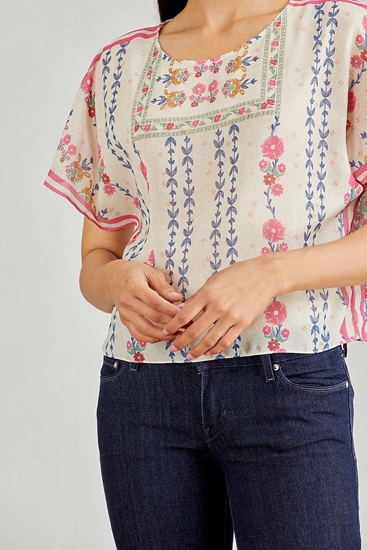 Ivory Georgette Kaftan Top by Kavita Bhartia at Pernia's Pop Up Shop