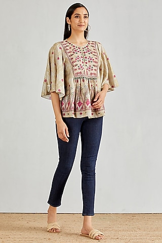 Multi Colored Boho Top by Kavita Bhartia
