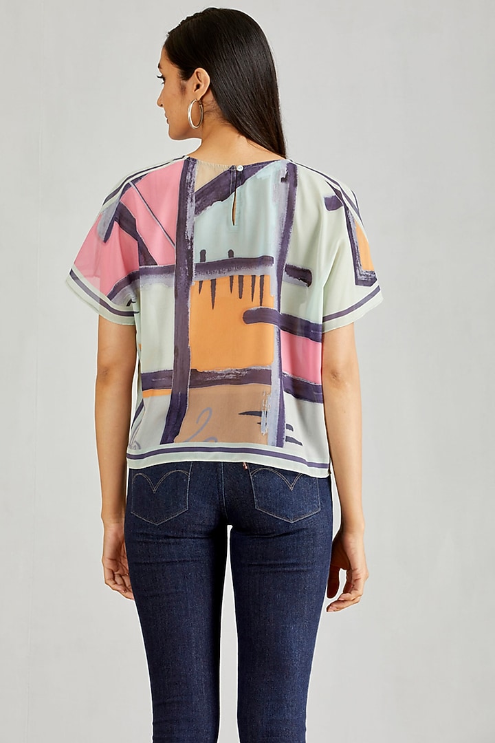 Multi Colored Georgette Kaftan Top by Kavita Bhartia at Pernia's Pop Up Shop