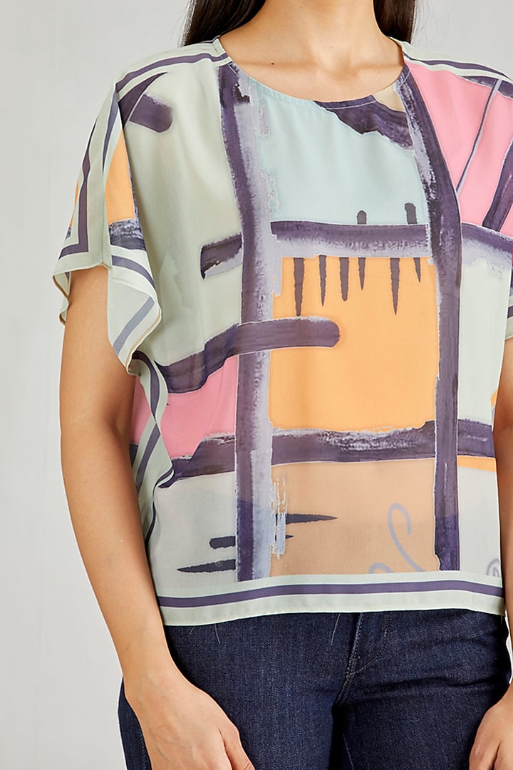 Multi Colored Georgette Kaftan Top by Kavita Bhartia at Pernia's Pop Up Shop