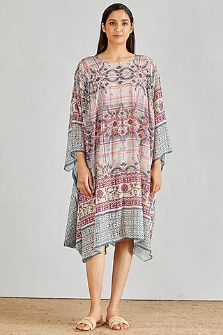 Multi Colored Pleated Midi Kaftan by Kavita Bhartia