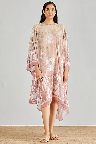 Multi Colored Pleated Midi Kaftan by Kavita Bhartia