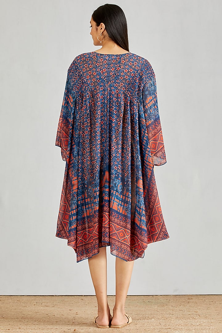 Blue Pleated Midi Kaftan by Kavita Bhartia at Pernia's Pop Up Shop